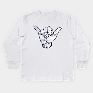 Marble Shaka Hand Kids Long Sleeve T-Shirt